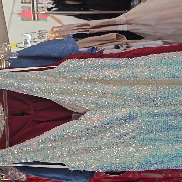 White Sequined Prom Dress - Picture 3 of 4